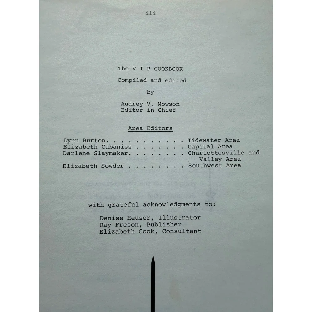 Vintage 1977 VIP Cookbook Vol 2 American Cancer Society Richmond Virginia 350pgs